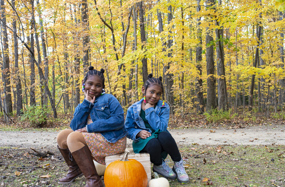 Girls posing for Autumn photography